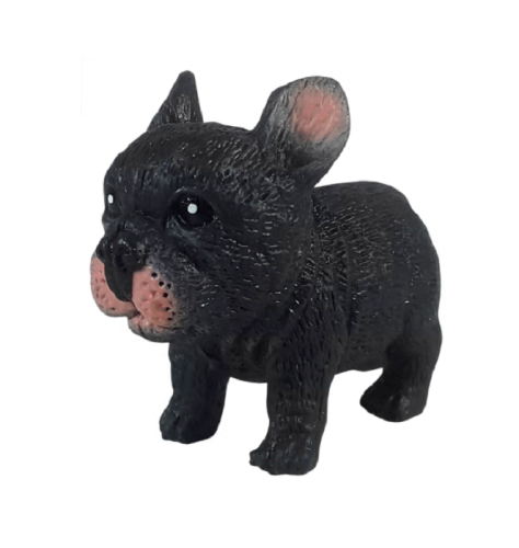 Игрушка силиконовая антистресс, собака бульдог черный 9 см  03430