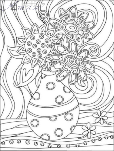 Холст с контуром Ваза с цветами 1 на подрамнике 30 х 40 см 950412 Холст с контуром Ваза с цветами 1 на подрамнике 30 х 40 см 950412