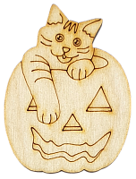Фигурка фанерная - Тыква с котом сверху 5 x 6,5 см AS-4617, В-0216