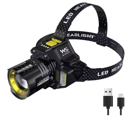 Фонарик аккумуляторный налобный Zoom сенсор пластик  8663 