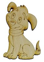 Фігурка фанерна - Песик №  3 радісна дворняга 68 х 48 мм з магнітом AS-4779, В-0306