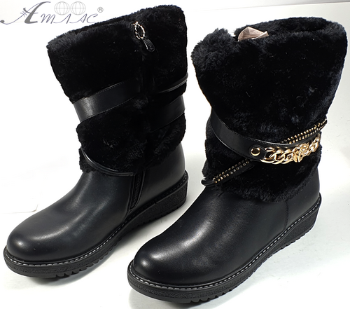 Сапоги на меху Meekone черные с золотой цепочкой р.35 АН96-1 Сапоги на меху Meekone черные с золотой цепочкой р.35 АН96-1