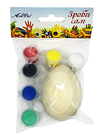 Набор Яйцо деревянное 6 - 7см и 6 акриловых красок по 2 мл  AS-4957