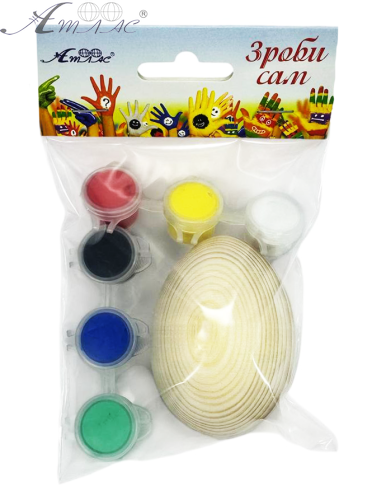 Набор Яйцо деревянное 6 - 7см и 6 акриловых красок по 2 мл  AS-4957