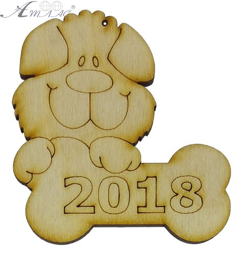 Фігурка фанерна - Песик №  7 з кісткою 2018 65 х 69 мм з магнітом AS-4783, В-0310