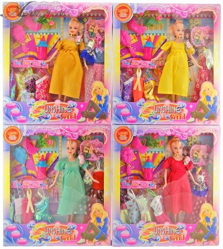 Игрушка Кукла беременная Sunshine с 3 платьями в коробке 9803-12