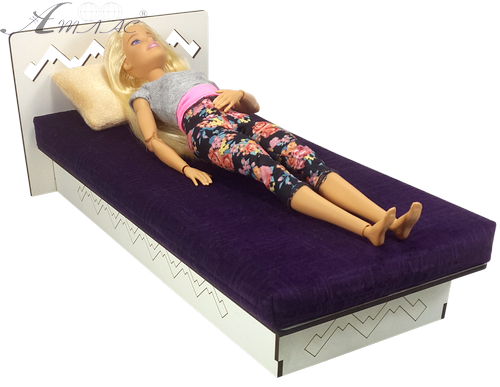 Мебель мягкая для кукол ростом 30 см - Кровать № 5 фиолетовая из МДФ AS-7805 фото 2 Мебель мягкая для кукол ростом 30 см - Кровать № 5 фиолетовая из МДФ AS-7805 фото 2