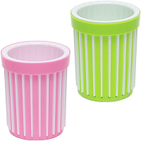 Склянка для ручок подвійний круглий 8*10см пластик  07588