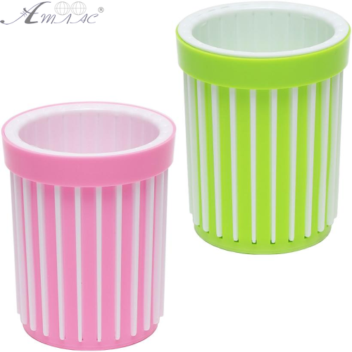 Склянка для ручок подвійний круглий 8*10см пластик  07588