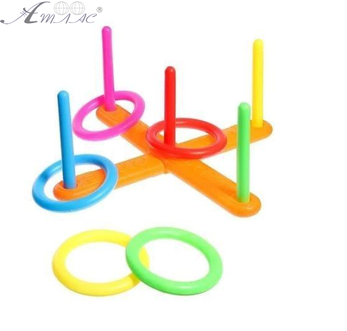 Игрушка КольцеБрос крест  5 штырей, 5 колец   YT3246D в сетке
