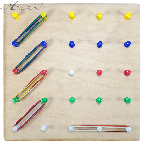 Геоборд або Планшет Математичний 20 х 20 см - 25 пластикових стійок + 15 гумок AS-7125