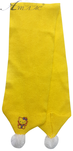 Шарф вязаный желтый с бубенчиками 13371 Шарф вязаный желтый с бубенчиками 13371