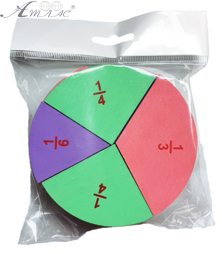 Дроби учебные от 1 до 6 частей = 10 см ЦВЕТНЫЕ с Цифрами AS-7160 фото 2