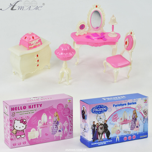 Игрушка Кукольная Мебель набор Hello Kitty Трюмо 901-320 / 321 Игрушка Кукольная Мебель набор Hello Kitty Трюмо 901-320 / 321
