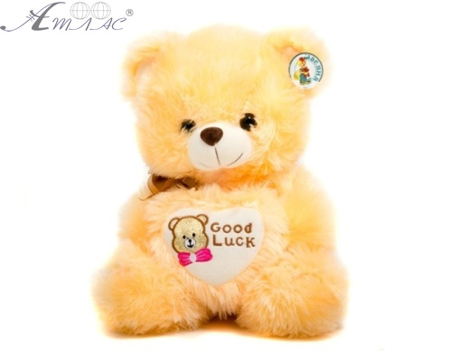 Игрушка Мягкая Мишка с сердцем желтый музыкальный 35 см 1411/35