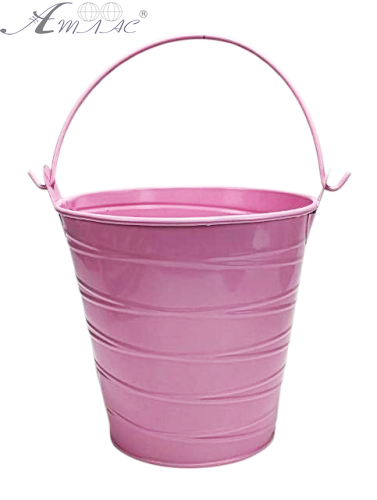 Ведерко Декоративное металл  9,5 х 9,5см Диз № 4 косые полосы Розовое  17530