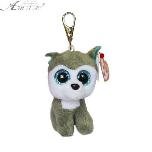 Іграшка М'яка Собака хаскі сіро-біла 9 см Брелок  36503