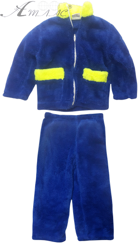 Пижама для мальчика махровая, сине-желтая на змейке, Selim 13099
