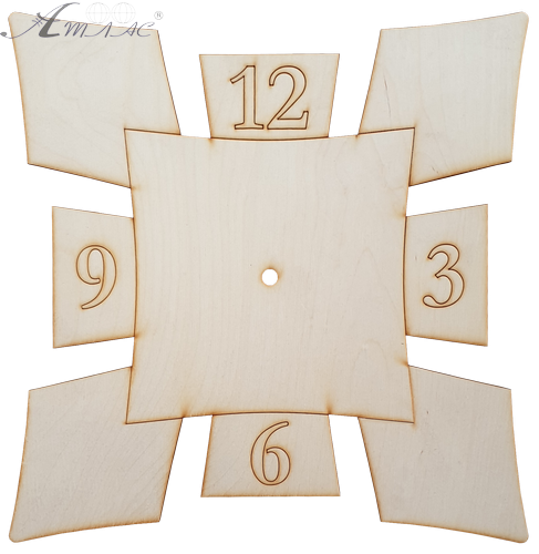 Основа для годинника з фанери 4 мм № 19 Квадрат із ромбами 30 см AS-4568, В-0411