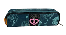 Пенал школьный LUCKY зеленый с цветами  F1900-6  