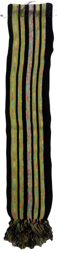 Шарф вязаный полосатый микс, длинный с бахромой 13912