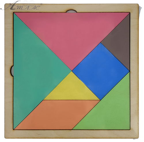 Танграм КОЛЬОРОВИЙ з двух боків з фанери 16 х 16 см  AS-7115 
