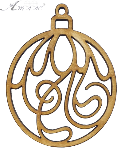 Фігурка фанерна - Ялинкова куля ажурна 6,5 х 8 см AS-4761, В-0101