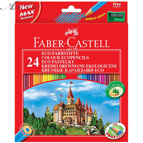Карандаши цветные Faber-Castell 24 цветов + точилка 120124LE Карандаши цветные Faber-Castell 24 цветов + точилка 120124LE