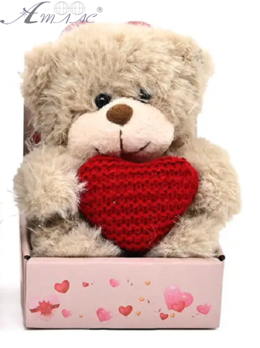 Игрушка мягкая Мишка с сердцем бежевый или серый 11 см. С6309