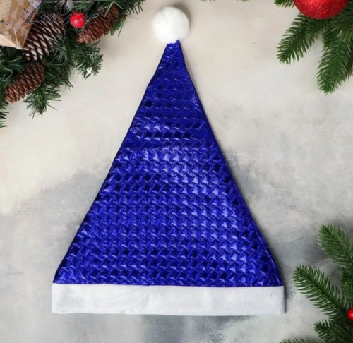 Шапка Діда Мороза Синя з окантовкою 06088 Шапка Діда Мороза Синя з окантовкою 06088