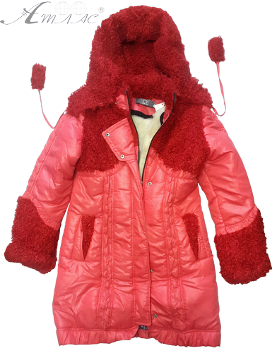 Куртка зимняя для девочки, подростковая, р.34-38, оранжевая однотонная 13935