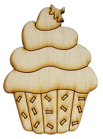 Фигурка фанерная - Пирожное с клубникой 5.7 х 4.2 см  AS-4699