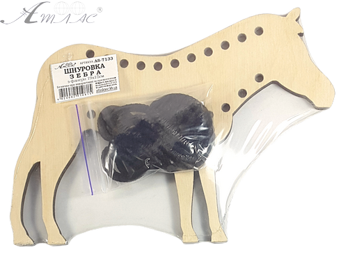 Іграшка розвиваюча Шнурівка Зебра 19 х 13,5 см, з кольоровим шнурком 1,2 м AS-7133 фото 5