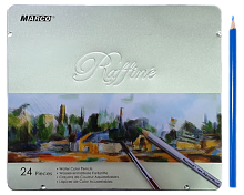 Карандаши акварельные цветные Marco Raffine 24 цвета шестигранные в металлическом пенале  7120-24TN