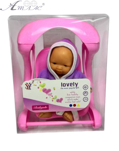 Игрушка Пупс резиновый 10см на качелях  09614 фото 2