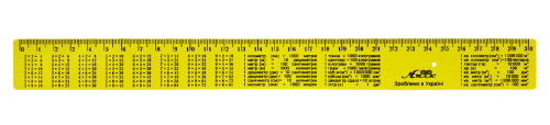 Линейка 30 см Таблица умножения Желтая AS-0618