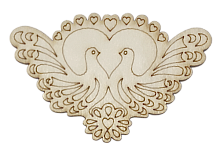 Фигурка фанерная - Сердце с двумя голубями 8 х 7 см AS-4717, В-0324