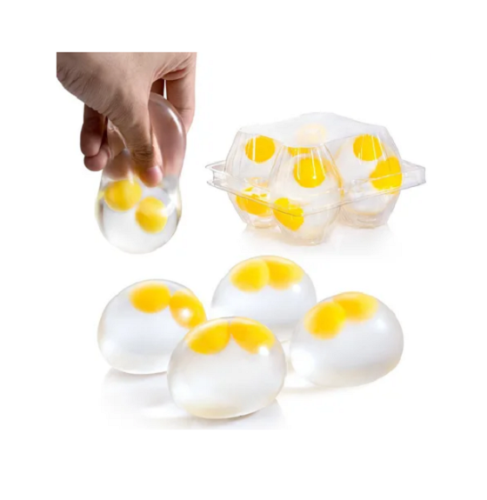 Игрушка Силиконовая Антистресс Яйцо с двумя желтками 6см  17716