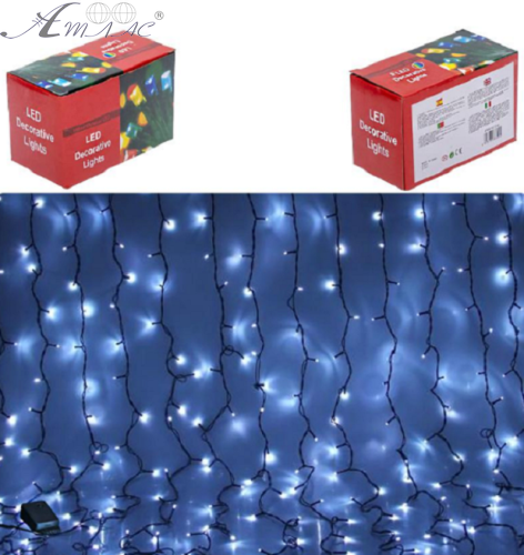 Гірлянда Електрична дощ 240 лампочок холодний білий чорний провід LED  9280-6