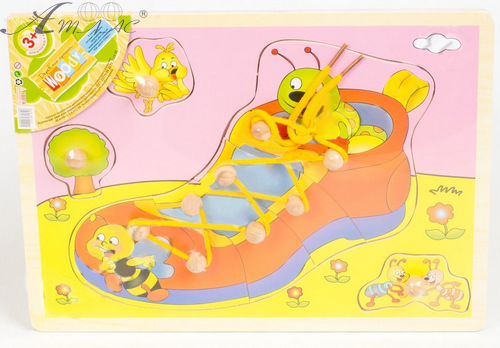 Игрушка Деревянная Шнуровка Ботинок А4  MD0214