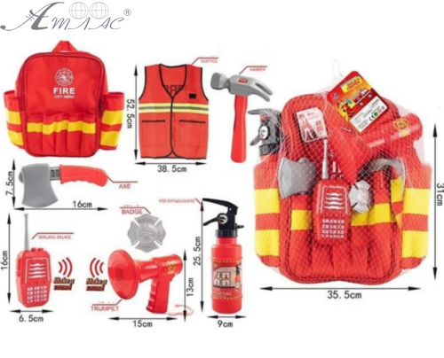 Іграшка Набір Пожежного 8 предметів з рюкзаком та рацією  17522