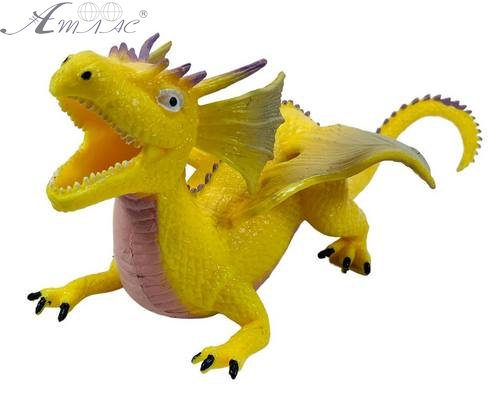 Іграшка Силіконова тягнучка Дракон великий Жовтий 22см  12435 фото 2