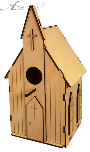 Шпаківня № 7/1 Собор, фарбована, морилка під лаком 16.5 х 17.5 х 31 см AS-4364