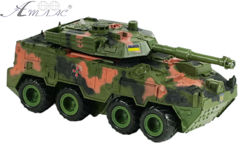 Игрушка Танк колесный инерционный свет звук 25см в коробке  24186