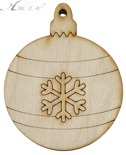 Фігурка фанерна - Ялинкова куля з маленькою сніжинкою 6 см AS-4769, В-0196