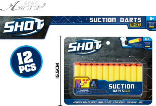 Игрушка Пульки мягкие на присосках 12 шт 72мм  96К-12-12А