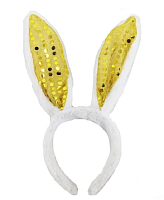 Іграшки Обруч Вушки Зайчики хутряні з паєтками 26см жовті  14046