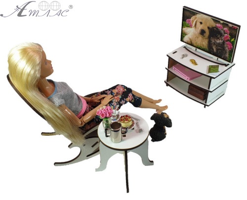 Мебель для кукол ростом 30 см - Тумба с телевизором  10*6*14см  AS-6036 фото 3