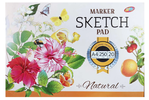 Альбом для рисования Скетчбук для маркеров клеевой (цветы) А4 250 г/м 20 листов 16920 Альбом для рисования Скетчбук для маркеров клеевой (цветы) А4 250 г/м 20 листов 16920
