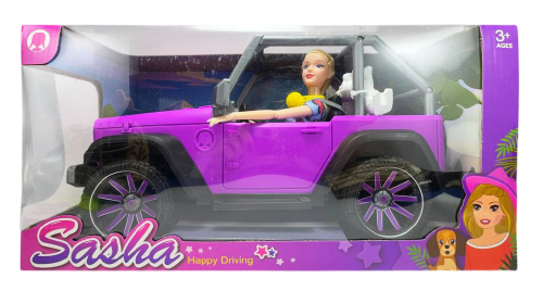 Кукла в машине Джип кабриолет 34см с собачкой  51860